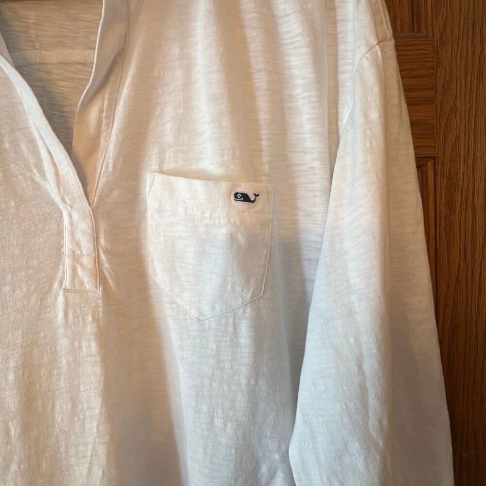 Vineyard Vines White Cotton Popover Top | Whale Logo | Size XL | Coastal Classic - Picture 4 of 9